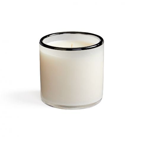 The Lafco - Champagne Classic 6.5 Candle features white soy wax in a clear hand-blown glass jar with a single wick, displayed on a plain white background.